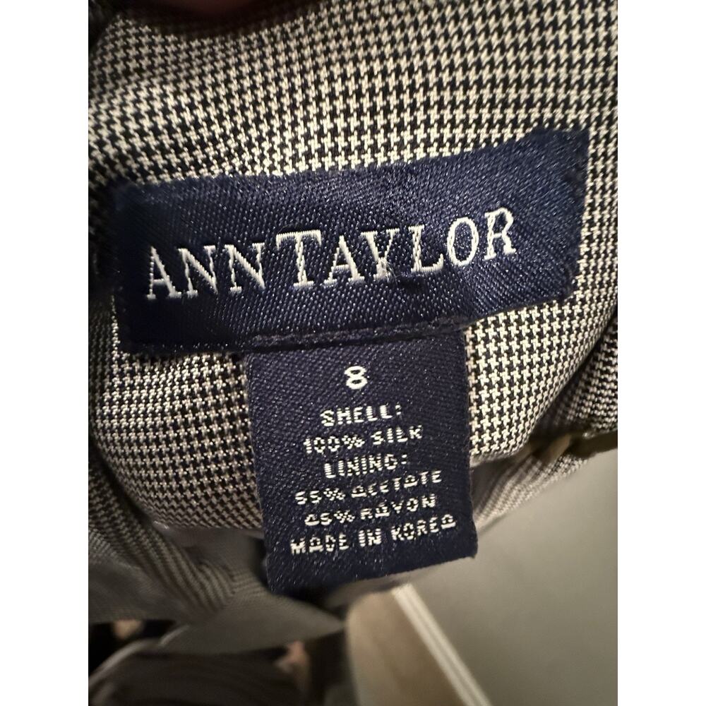 Vintage Ann Taylor 100% Silk Pant Suit Micro Houndstooth Print M Size 8 EUC - Picture 9 of 9